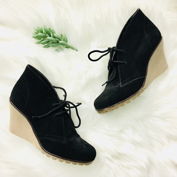 Kelsi Dagger Shoes - KELSI DAGGER Suede Wedge Lace-up Booties